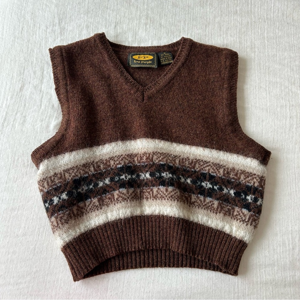 Free People Brown Knit Sweater Vest